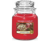 Yankee Candle vonná svíčka Classic ve skle střední Peppermint Pinwheels411 g Fialová