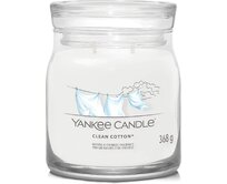 Yankee Candle vonná svíčka Signature ve skle střední Clean Cotton 368g Bílá