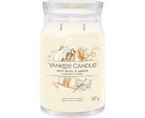 Yankee Candle vonná svíčka Signature ve skle velká Soft Wool & Amber 567g Krémová