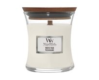 WoodWick vonná svíčka s dřevěným knotem malá White Teak 85 g Bílá