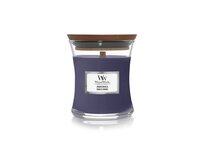 WoodWick vonná svíčka s dřevěným knotem malá Hinoki Dahlia 85 g Fialová