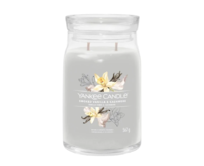 Yankee Candle vonná svíčka Signature velká Smoked Vanilla & Cashmere 567g Šedá