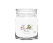 Yankee Candle vonná svíčka Signature ve skle střední Coconut Beach 368g Bílá