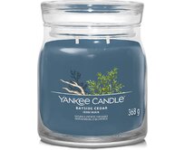 Yankee Candle vonná svíčka Signature ve skle střední Bayside Cedar 368g Modrá