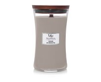 WoodWick vonná svíčka s dřevěným knotem velká Fireside 609 g Šedá