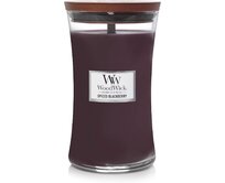 WoodWick vonná svíčka s dřevěným knotem velká Spiced Blackberry 609 g Fialová