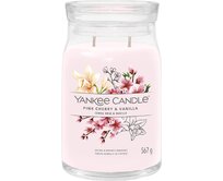 Yankee Candle vonná svíčka Signature ve skle velká Pink Cherry & Vanilla 567g Růžová