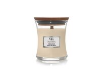 WoodWick vonná svíčka s dřevěným knotem malá Vanilla Bean 85 g Krémová