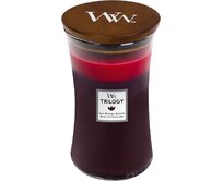 WoodWick vonná svíčka s dřevěným knotem velká Trilogy Sun Ripened Berries 609 g Fialová