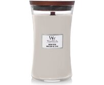 WoodWick vonná svíčka s dřevěným knotem velká Warm Wool 609 g Šedá