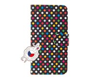 Pouzdro typu kniha FIXED FIT pro Huawei Y9 (2019) - motiv Rainbow Dots Bílá, Umělá kůže