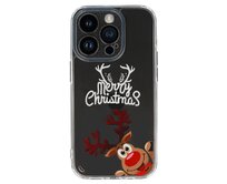 Tel Protect Christmas průhledné pouzdro pro iPhone 14 Pro Max - vzor 1 Veselé sobí Vánoce Motiv, silikon