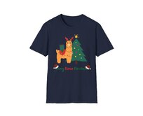 Unisex tričko - Merry Llama Christmas - Vánoční tričko, různé barvy - Navy, S