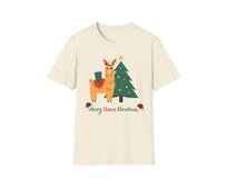 Unisex tričko - Merry Llama Christmas - Vánoční tričko, různé barvy - Natural, S