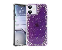 Gelové třpytivé fialové GLITTER STARS pouzdro / kryt na APPLE iPhone 7 (4.7) / iPhone 8 (4.7) / iPhone SE (2020)