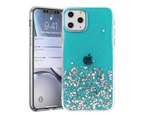 Gelové třpytivé modré GLITTER STARS pouzdro / kryt na APPLE iPhone 13 Mini