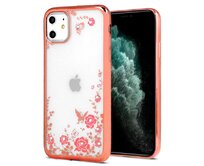 Gelové růžové pouzdro / kryt FRAME FLORA na APPLE iPhone 12 / iPhone 12 Pro