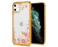 Gelové zlaté pouzdro / kryt FRAME FLORA na APPLE iPhone 12 / iPhone 12 Pro