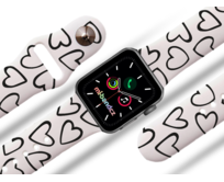 Apple watch řemínek Srdce černobílá - 38/40/41mm, barva pásku bílá