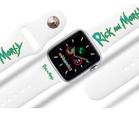 Apple watch řemínek Rick and Morty - Logo 2 - 42/44/45mm, barva pásku bílá