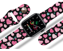 Apple watch řemínek Růžová a modrá srdíčka - Černá - 38/40/41mm