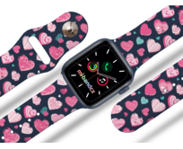 Apple watch řemínek Růžová a modrá srdíčka - Modrá - 38/40/41mm