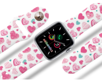 Apple watch řemínek Růžová a modrá srdíčka - Bílá - 38/40/41mm