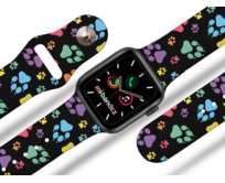 Apple watch řemínek Barevné pacičky - Černá - 38/40/41mm