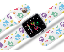 Apple watch řemínek Barevné pacičky - Bílá - 38/40/41mm