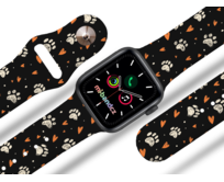 Apple watch řemínek Tlapičky se srdíčky - Černá - 38/40/41mm