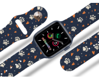 Apple watch řemínek Tlapičky se srdíčky - Modrá - 42/44/45mm