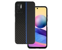 Kryt Carbon Protect pro Xiaomi Redmi Note 10 5G , barva černá with , barva modrá stripe