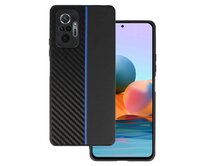 Kryt Carbon Protect pro Xiaomi Redmi Note 10 Pro/Note 10 Pro Max , barva černá with , barva modrá stripe