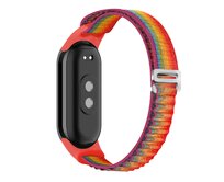 Náhradní náramek SportNylon se sponou Mi band 8 - Červeno-Duhová -