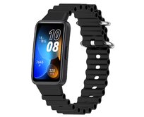 Vroubkovaný řemínek s přezkou pro Huawei Band 8 - černý -