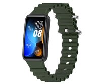 Vroubkovaný řemínek s přezkou pro Huawei Band 8 - khaki -