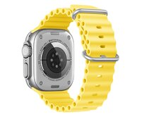 Vroubkovaný řemínek s přezkou pro Apple Watch 38/40/41mm - Žlutý - -