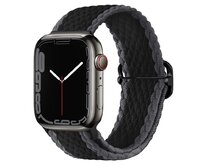 Pletený řemínek se sponou pro Apple Watch 38/40/41mm - Černo-Šedý - -