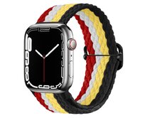 Pletený řemínek se sponou pro Apple Watch 38/40/41mm - Červeno-žluto-černý - -