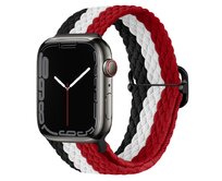 Pletený řemínek se sponou pro Apple Watch 38/40/41mm - Černo-bílo-červený - -