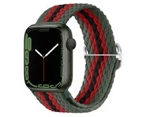 Pletený řemínek se sponou pro Apple Watch 38/40/41mm - Khaki-červeno-černý - -