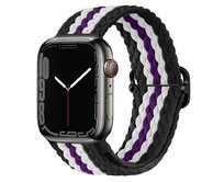 Pletený řemínek se sponou pro Apple Watch 38/40/41mm - Černo-bílo-fialový - -