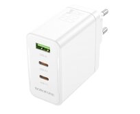 Borofone síťová nabíječka BN12 Manager - USB + 2xUSB-C - PD 65W 3A , barva bílá