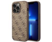 Originální kryt GUESS Hardcase 4G Metal , barva zlatá Logo GUHCP14LG4GFBR for Apple iPhone 14 Pro Brown