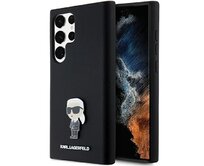 Originální kryt KARL LAGERFELD  hardcase Silicone Ikonik Metal Pin KLHCS24LSMHKNPK pro Samsung Galaxy S24 Ultra , barva černá