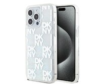 Originální kryt DKNY Liquid Glitter Multilogo DKHCP15XLCPEPT for Apple iPhone 15 Pro Max , barva bílá