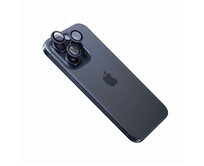 Ochranná skla čoček fotoaparátů  Camera Glass pro Apple iPhone 15 Pro/15 Pro Max, tmavě modrá