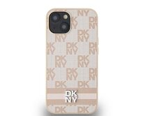 Originální kryt DKNY Leather Checke, barva červená Mono Pattern & Printed Stripes DKHCP15MPCPTSSP for Apple iPhone 15 Plus/14 Plus , barva růžová