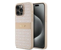 Originální kryt DKNY Leather Mono Stripe & Metal Logo DKHCP15XPRTHSLP for Apple iPhone 15 Pro Max , barva růžová