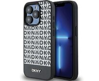 Originální kryt DKNY Leather Printed Pattern Metal Logo MagSafe DKHMP15LPSOSPK for Apple iPhone 15 Pro , barva černá